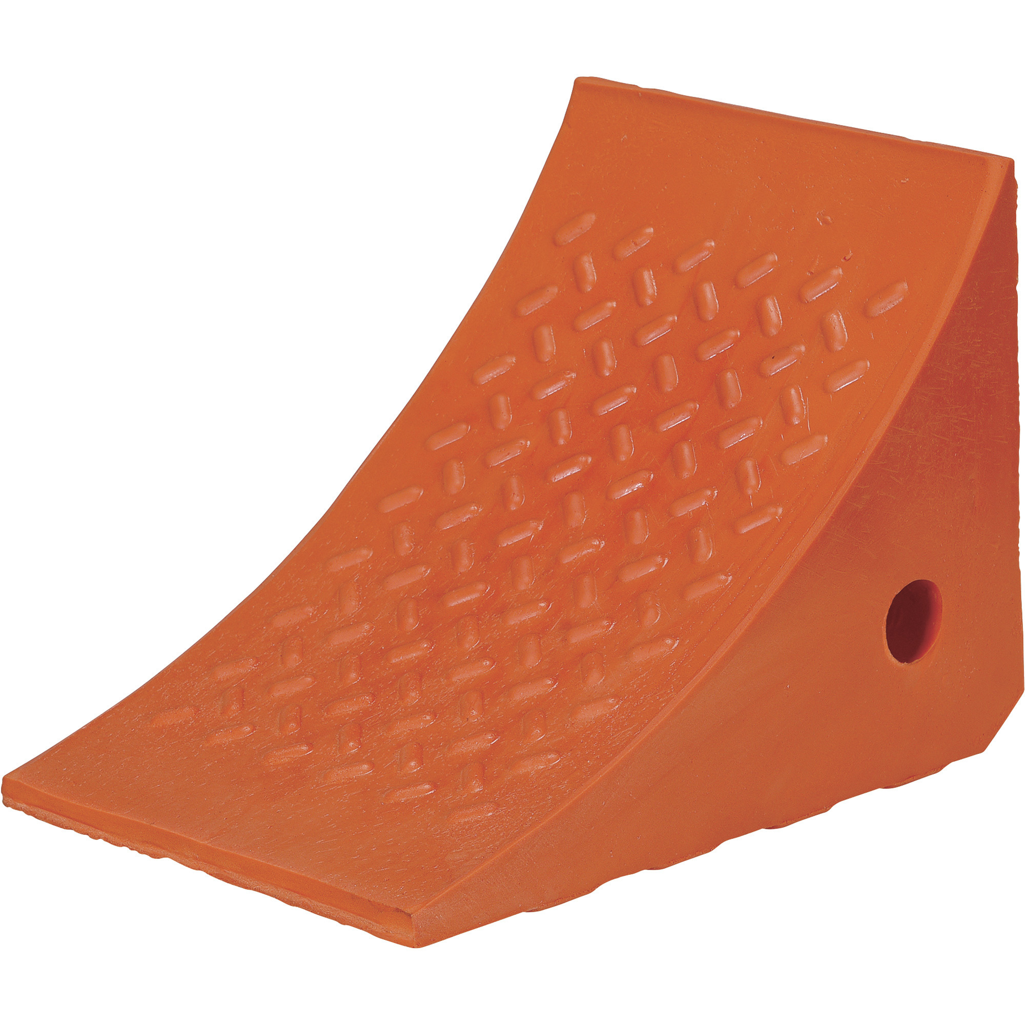 Vestil Urethane Wheel Chock - 8in.W x 8in.H x 11in.D, Bright Orange, Safety Tread, Model# URWC-15
